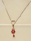 Red floral drop diamond pendant