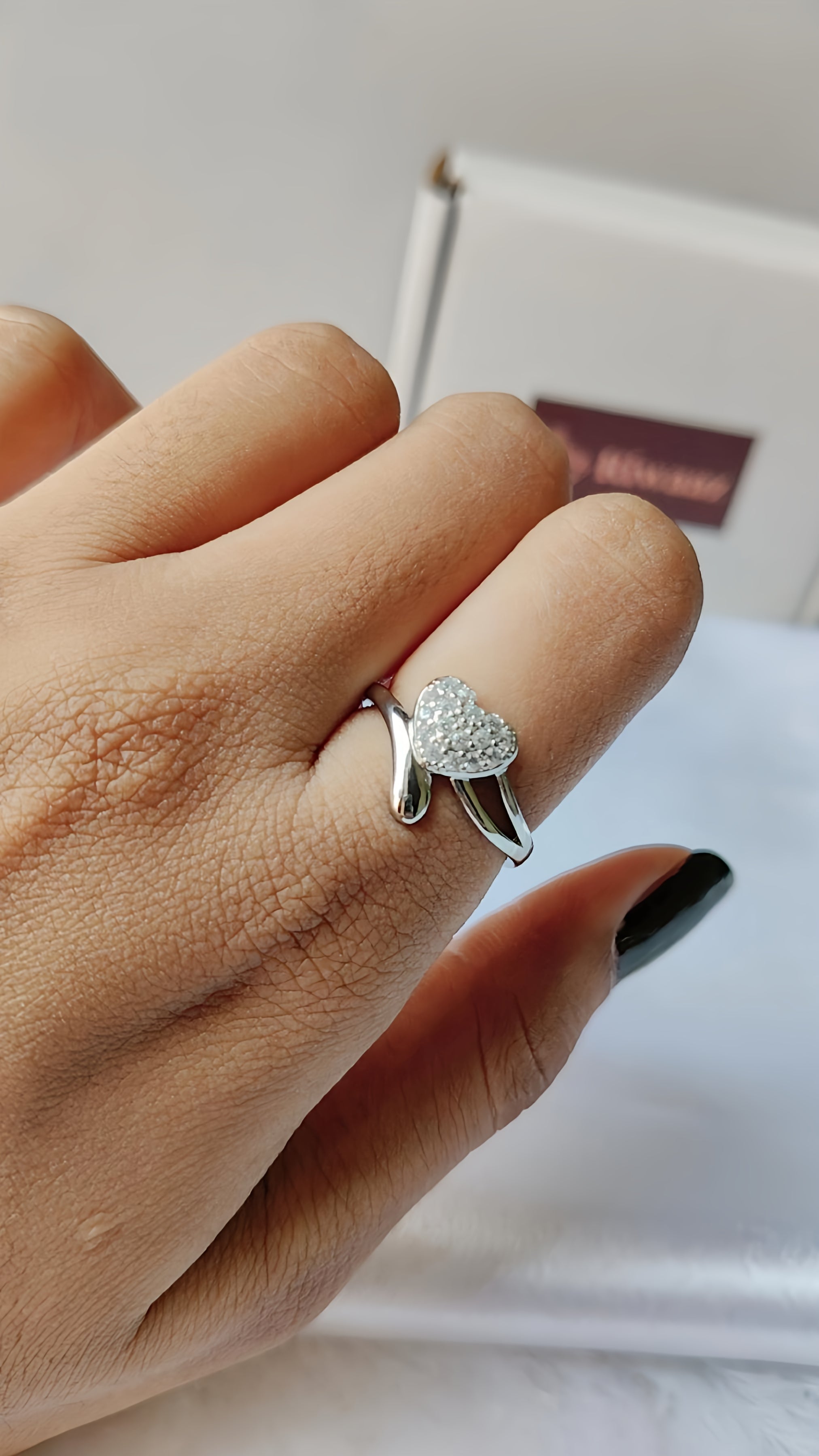 Silver plated diamond ring