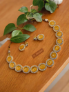 Mustard yellow round diamond necklace