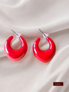 Red pearl ear hoops