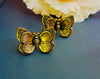 Golden oxidised butterfly earstud