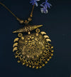 Traditional adrina oxidised golden necklace