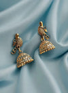 Golden bird oxidised jhumka