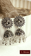 Black floral oxidised jhumka