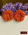 Orange flower beaded earring