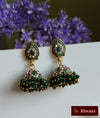 Green flower beaded jhumka