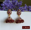 Maroon flower beaded jhumka