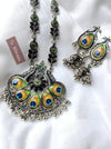 Oxidised peacock long necklace with jhumka