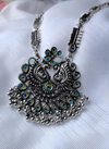 Oxidised peacock marcasite long necklace with jhumka