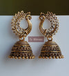 Golden oxidised peacock jhumka