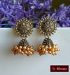 Pearl beaded oxidised jhumka