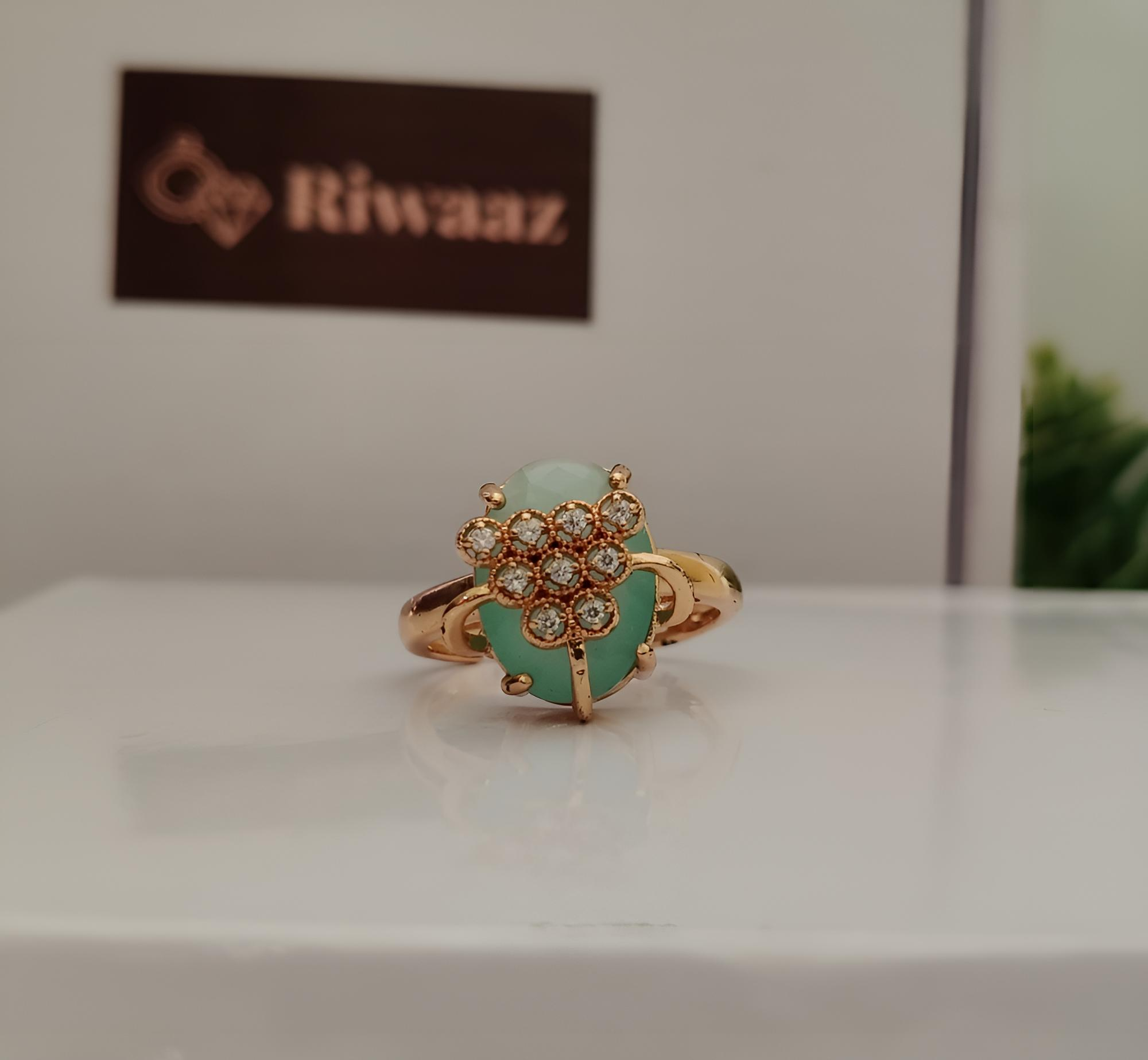 Mint green crown ring