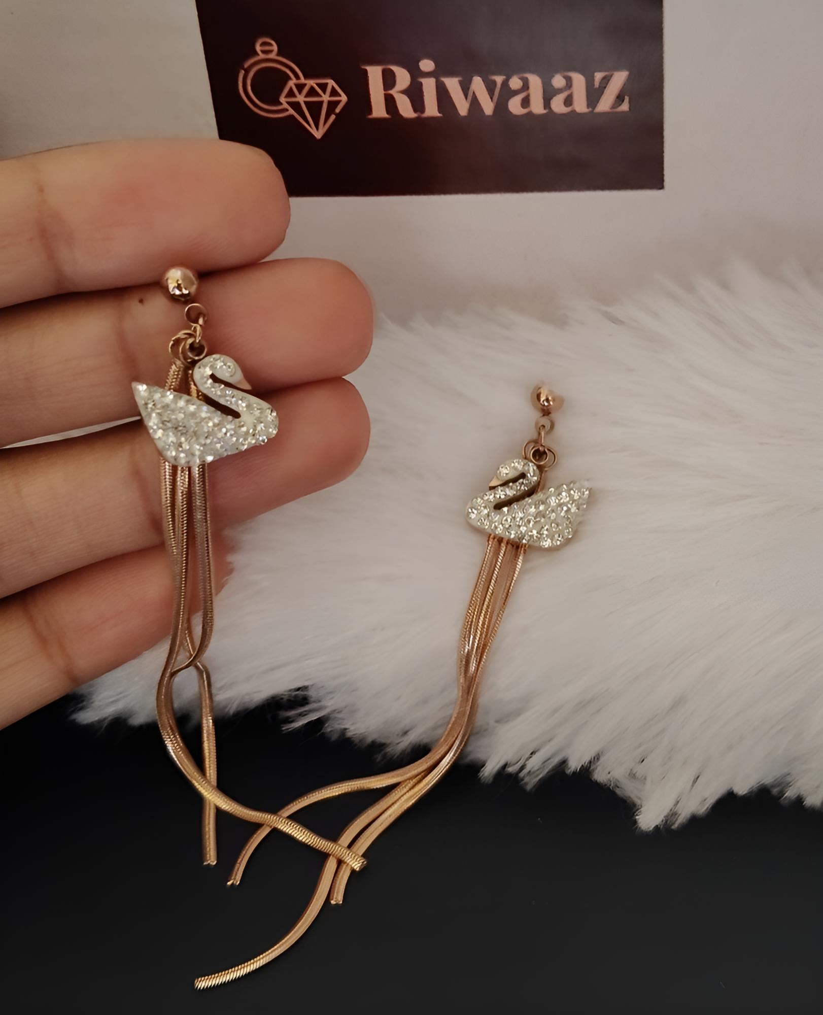 Swan threader earring